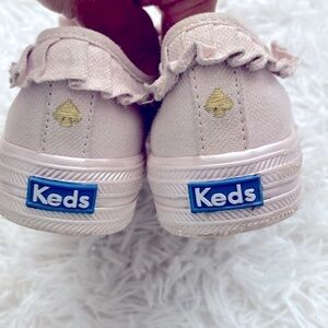 Kate Spade x Keds pink and gold metallic ruffle sneakers